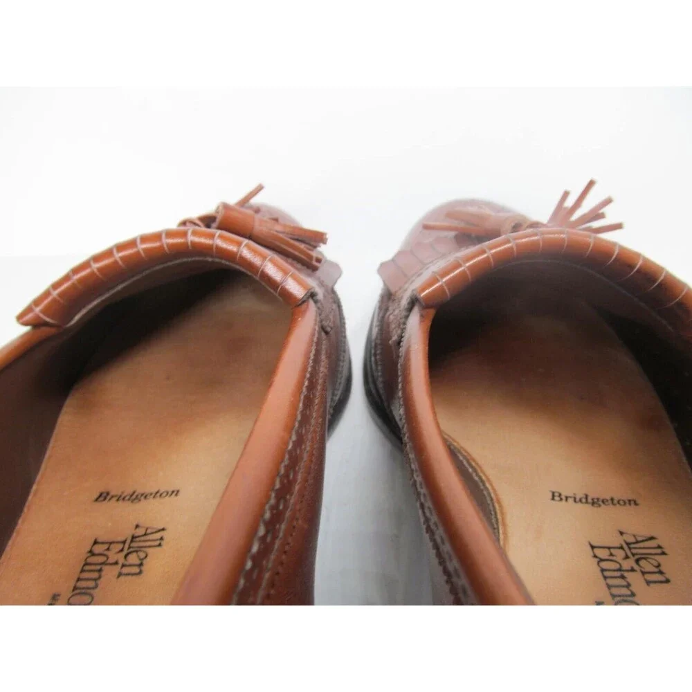 Allen Edmonds Bridgeton Brown Leather Kilted Tassel Loafers Mens US 9.5 D